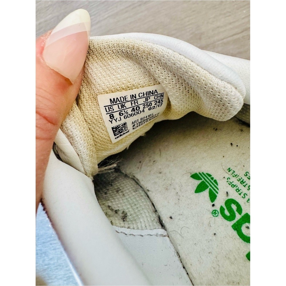 Adidas Stan Smith Sneaker White & Green Shoe Women's Size 8 - Picture 7 of 8